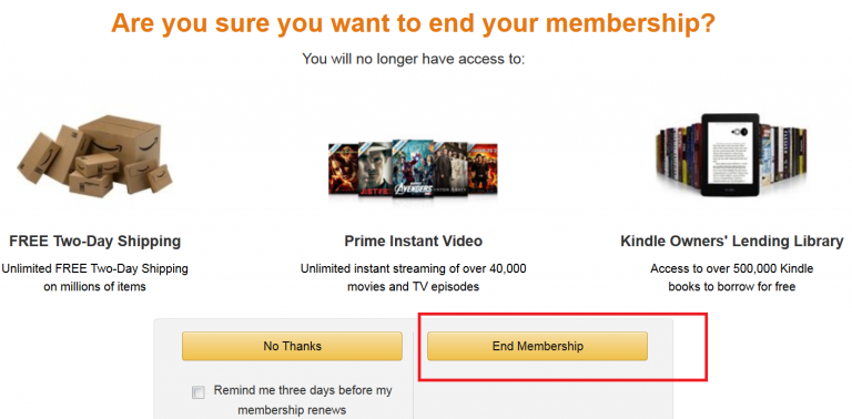 Cancel Amazon Prime membership