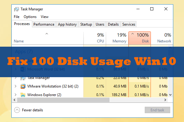 Fix 100% Disk Usage In Windows 10