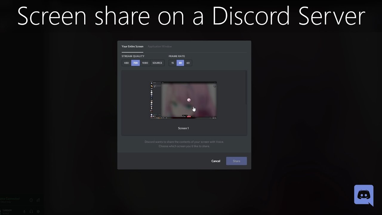 screen sharing discord channel