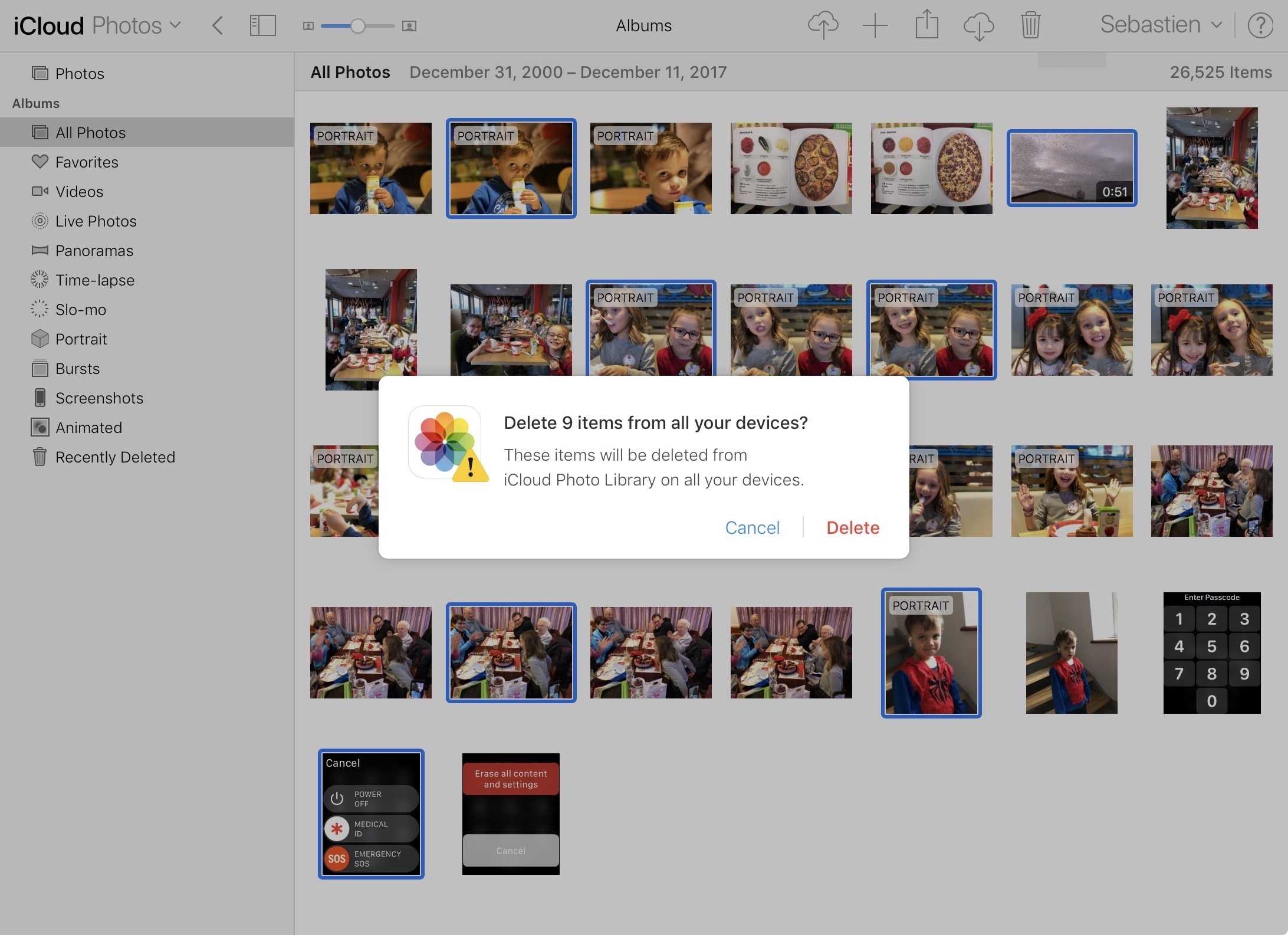 delete multiple photos on icloud