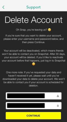 Delete Snapchat Account 