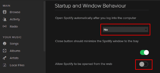 how to stop spotify from opening on startup