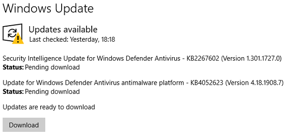 windows update pending install