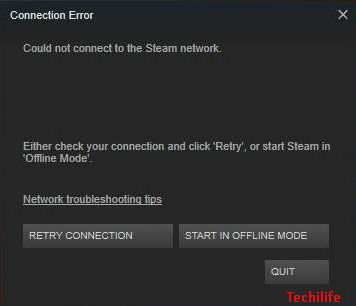 could not connect to steam network