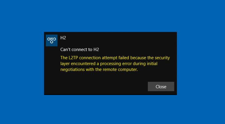 L2TP Connection Attempt Failed