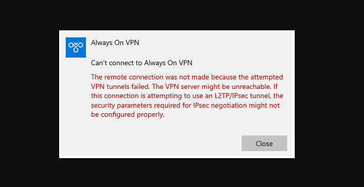 VPN Error 800 On Windows