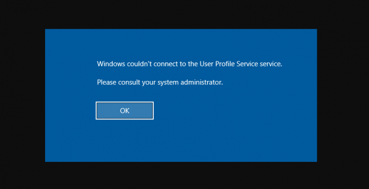 Windows Could not Connect to the ProfSvc Service