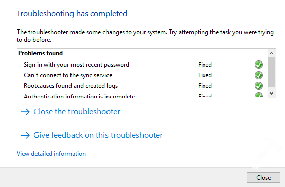 microsoft account troubleshooter