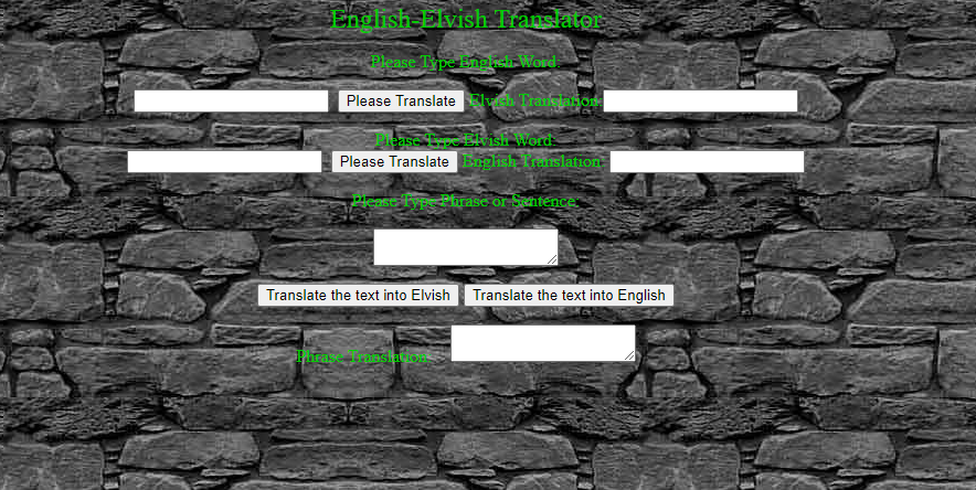 English-Elvish Translator–Angelfire