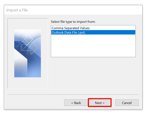 Import Outlook data File