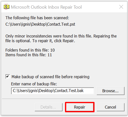 Outlook Inbox repair Tool