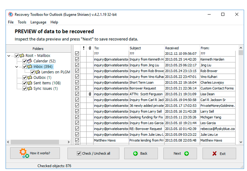 Recovery ToolBox For Outlook Recovery Process